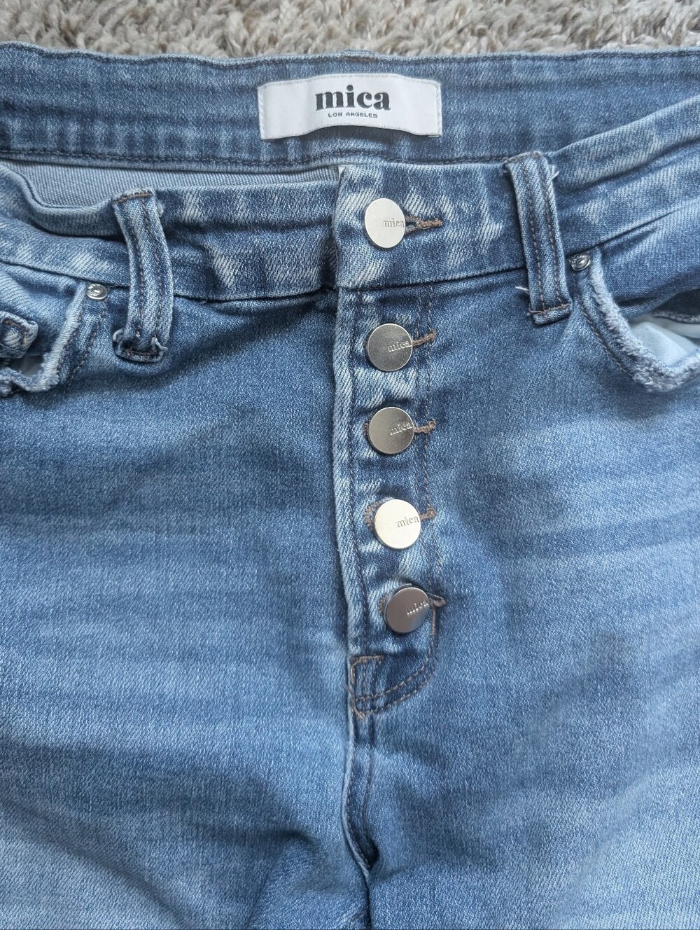Distressed Light Blue Flare Jeans - Picture 3 of 8